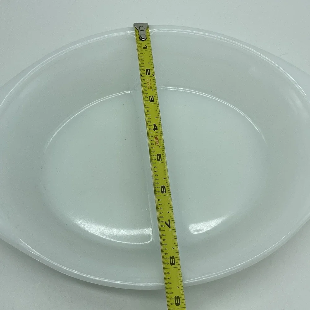 Glasbake Divided Milk Glass Oval Relish Dish Vintage MCM Rustic Farmhouse Retro